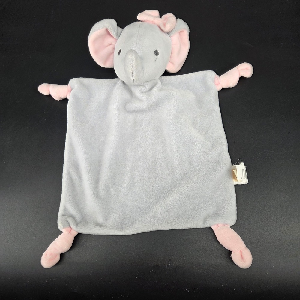 Dan Dee Collectors Choice Grey Elephant Lovey Security Blanket Pink Bow Plush